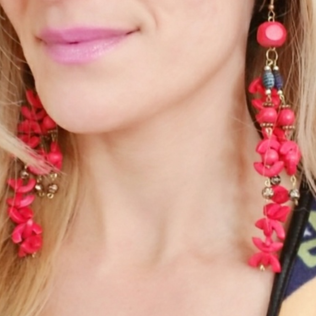 Red Coconut Shell Earrings